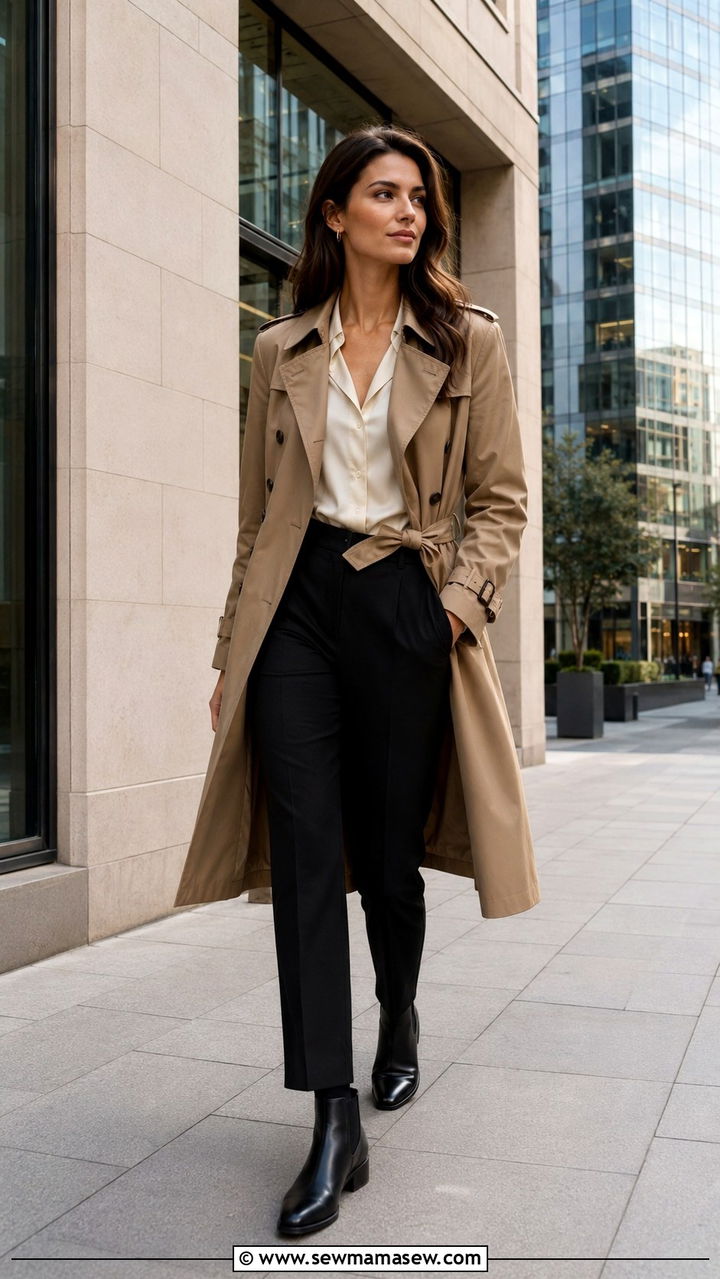 Khaki Trench Coat With Chelsea Boots And Tailored Trousers - 30 Khaki trench coat outfit ideas with boots