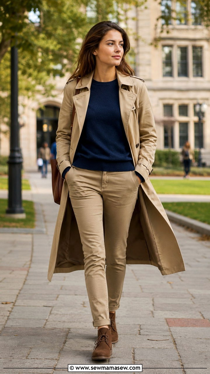 Khaki Trench Coat With Desert Boots And Chinos - 30 Khaki trench coat outfit ideas with boots