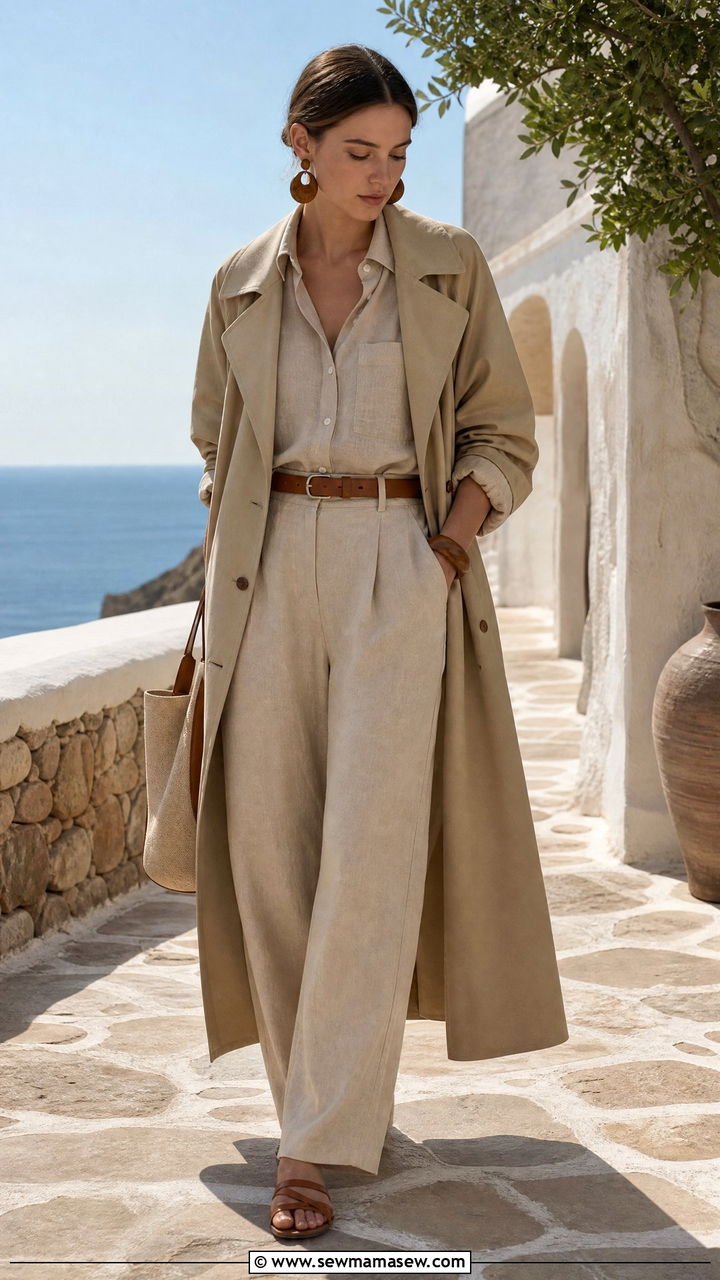 Khaki Trench Coat With Linen Shirt And Khaki Trousers - 35 Khaki trench coat outfit ideas for spring