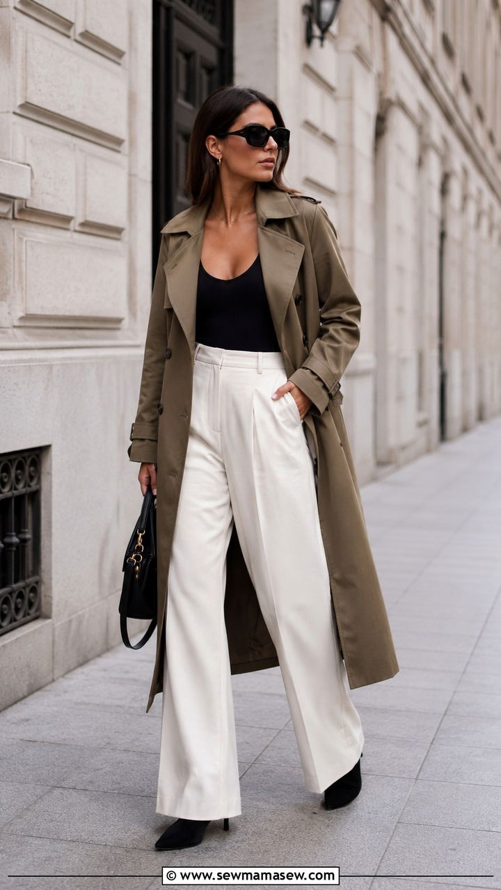 Khaki Trench Coat With Patent Leather Boots And Pencil Skirt - 30 Khaki trench coat outfit ideas with boots