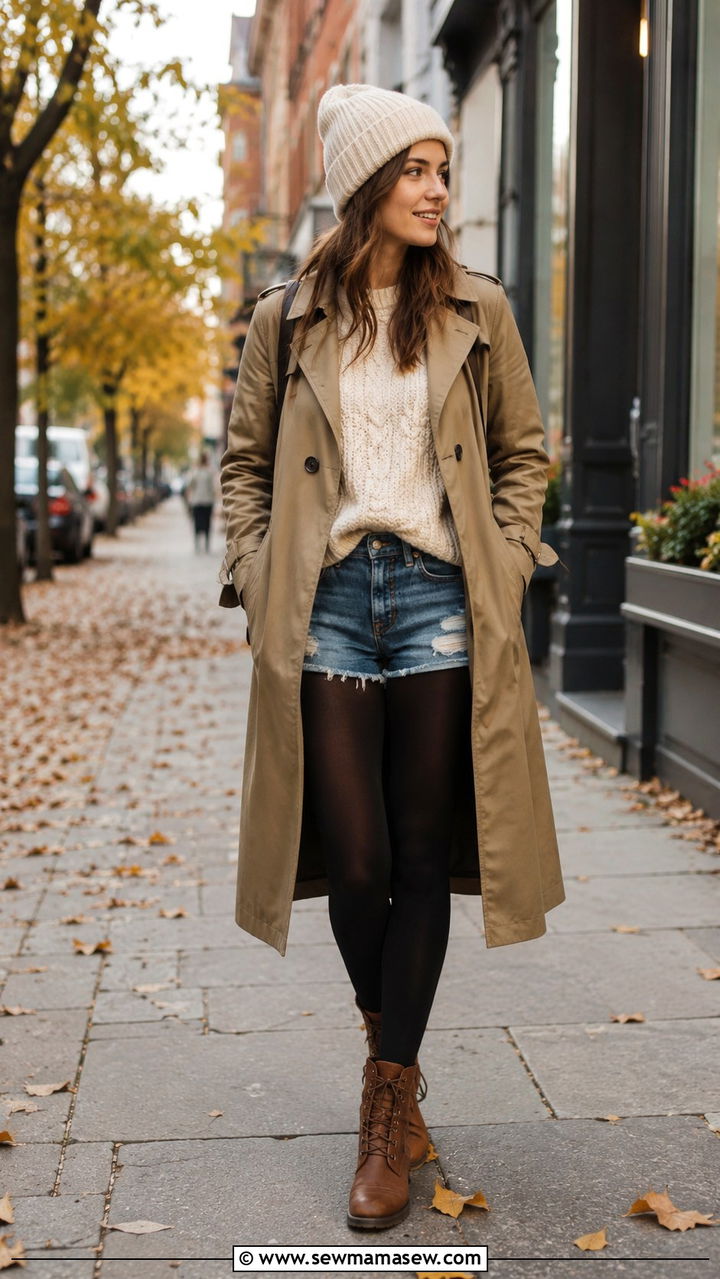 Khaki Trench Coat With Studded Boots And Band Tee - 30 Khaki trench coat outfit ideas with boots