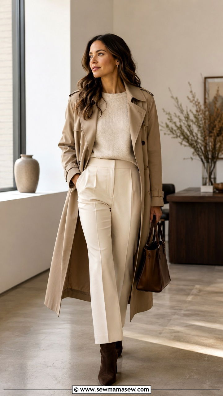 Khaki Trench Coat With Suede Ankle Boots - 30 Long trench coat outfit ideas with boots