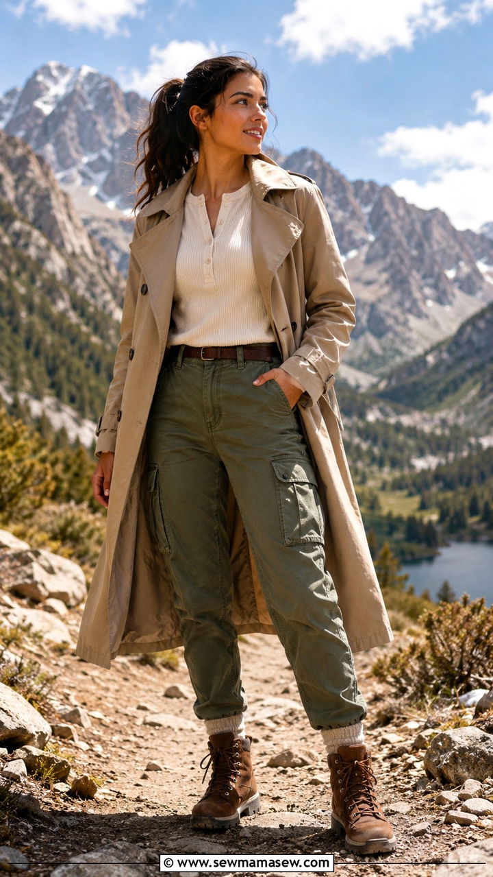 Khaki Trench Coat With Velvet Boots And Lace Top - 30 Khaki trench coat outfit ideas with boots