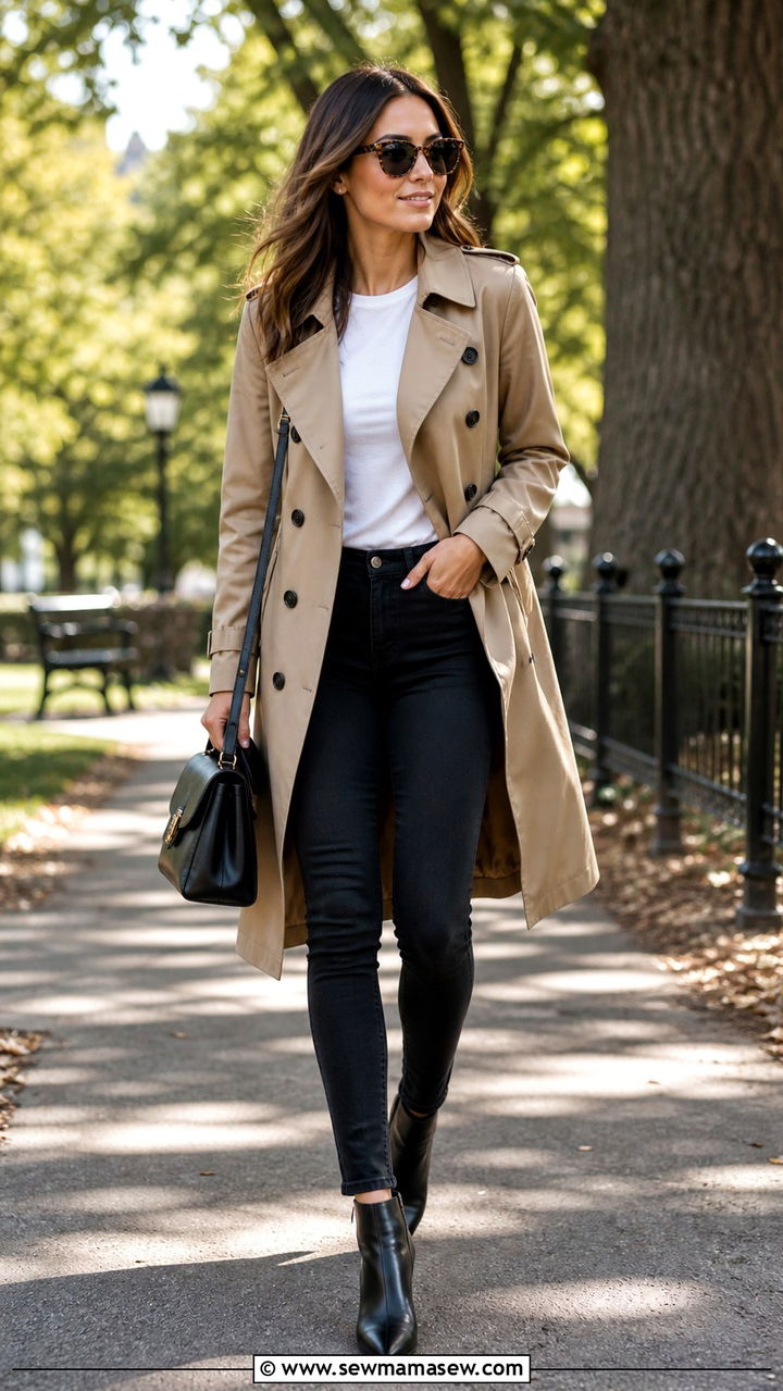 Khaki Trench Coat and Black Skinny Jeans - 20 Alexandria outfit ideas