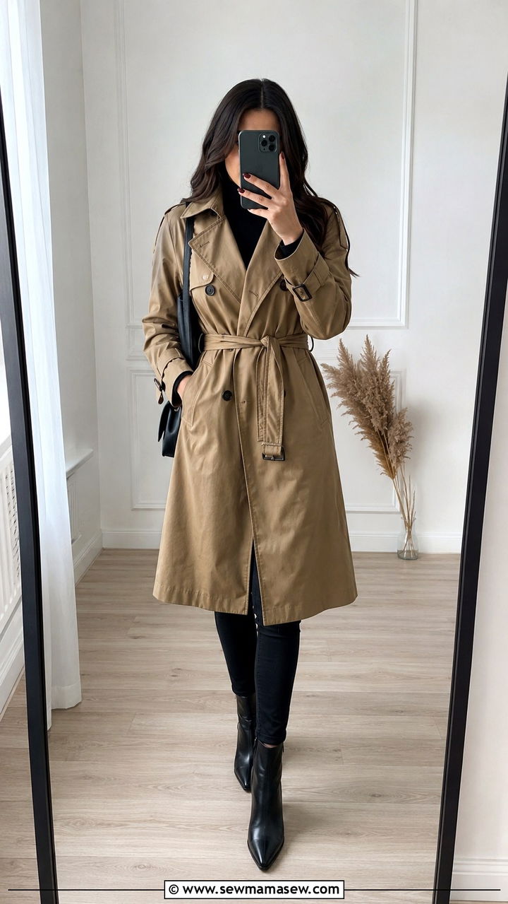 Khaki Trench Coat with Black Skinny Jeans and Ankle Boots - 30 Khaki trench coat outfit ideas with jeans