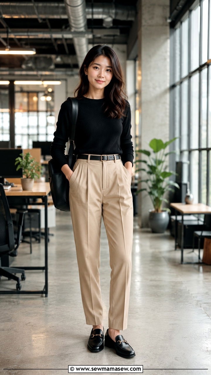 Khaki and Black Smart Casual Combo - 30 Office outfits for millennials