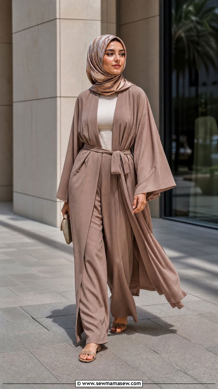 Kimono Abaya Ramadan Outfit With Trousers - 40 Ramadan outfit ideas