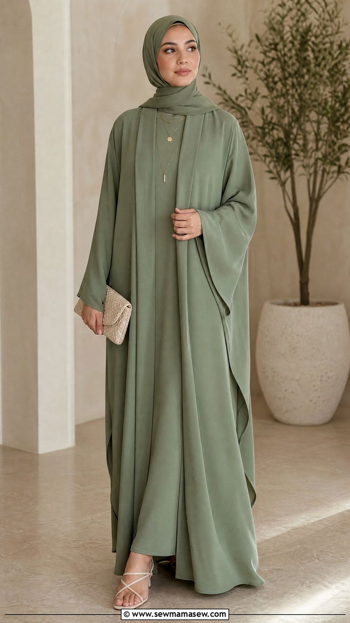 Kimono Abaya Set With Inner And Hijab - 30 Eid outfit ideas for hijabis
