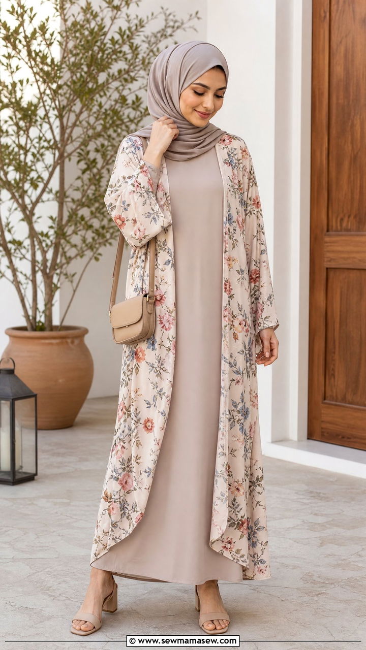 Kimono Cardigan Over Maxi Dress - 30 Ramadan outfit ideas modest