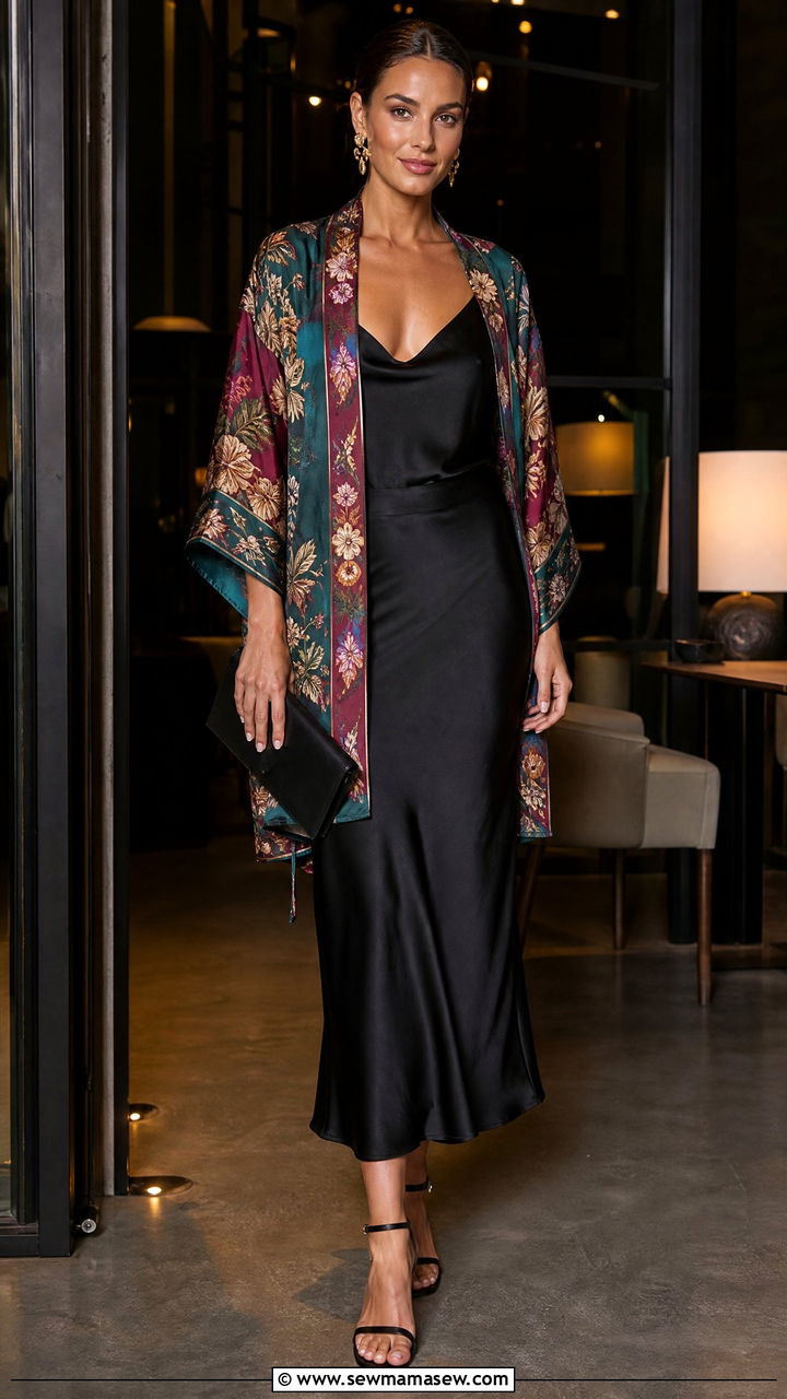 Kimono Jacket Outfit With Slip Skirt - 30 fashion inspo outfits