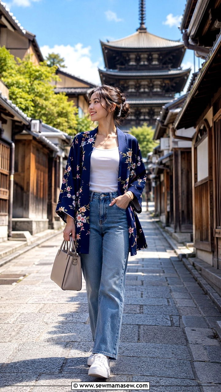 Kimono Jacket Street Style Japan Outfit - 25 Asian vacation outfit ideas