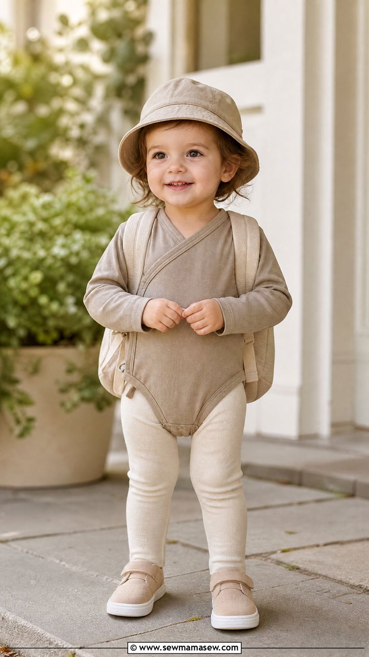 Kimono Onesie with Bucket Hat - 25 First day of kindergarten outfit ideas