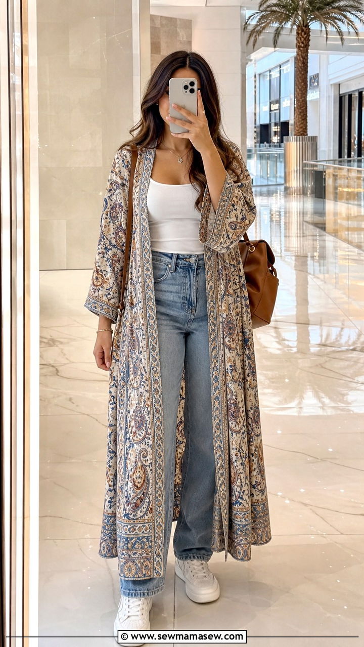 Kimono Over a Tank Top and Jeans - 40 What to wear in Dubai