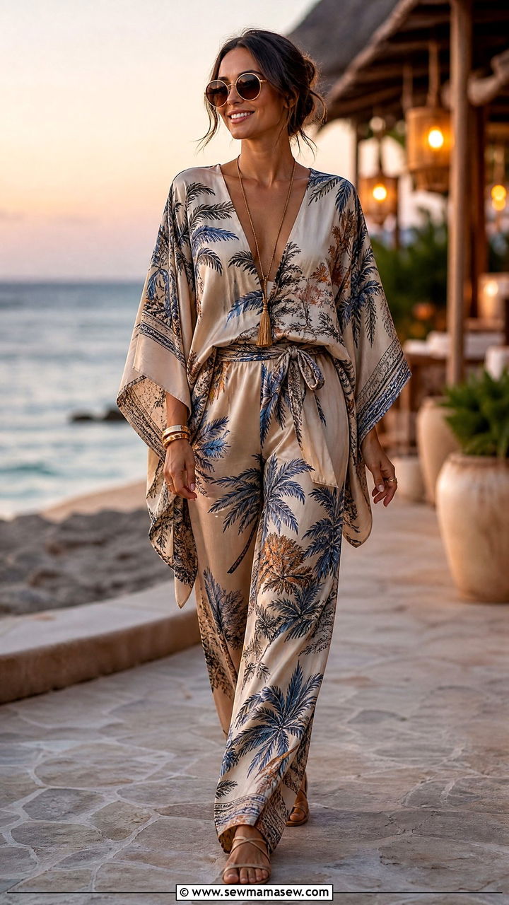 Kimono Sleeve Matching Set Outfit - 35 matching set outfits inspo