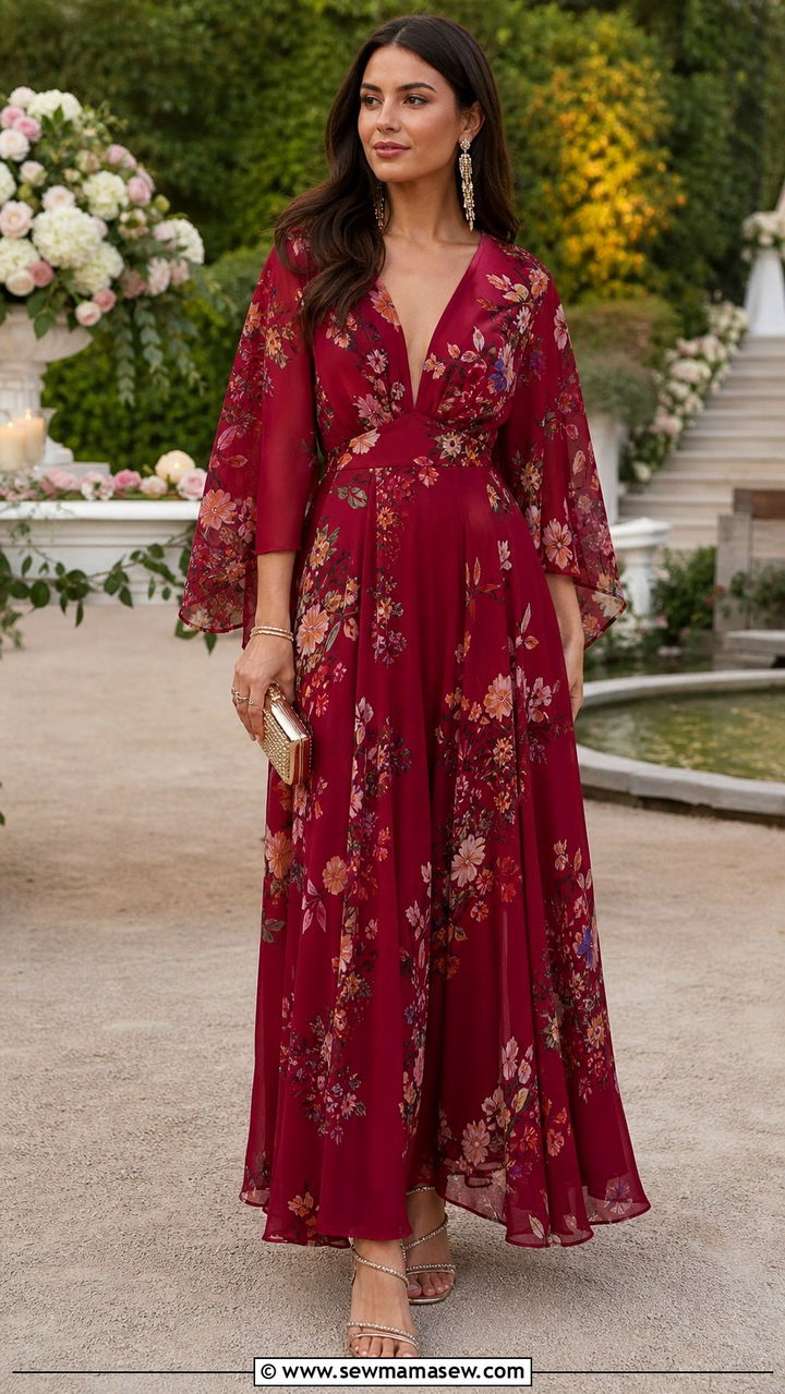 Kimono Sleeve Maxi Dress Boho Chic Outfit - 40 boho chic outfit ideas
