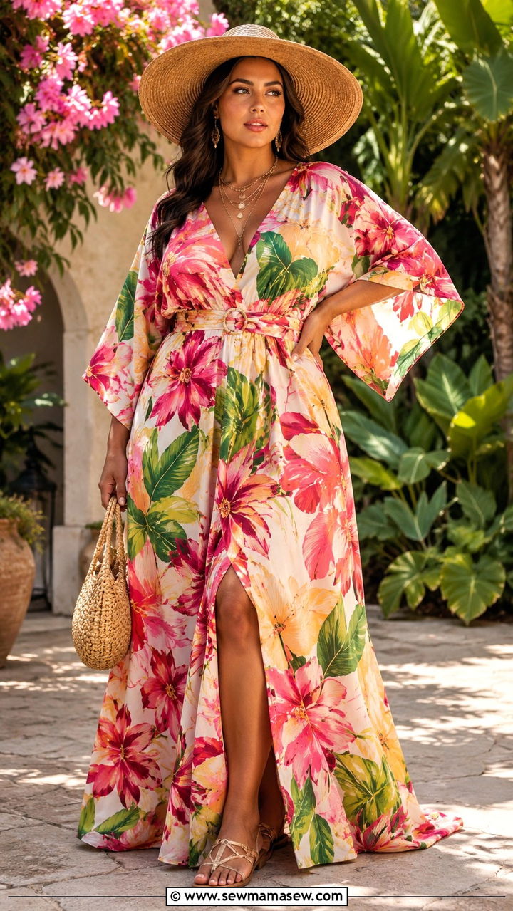 Kimono Sleeve Maxi Dress Hourglass Figure Summer - 25 Outfit ideas for hourglass figure summer