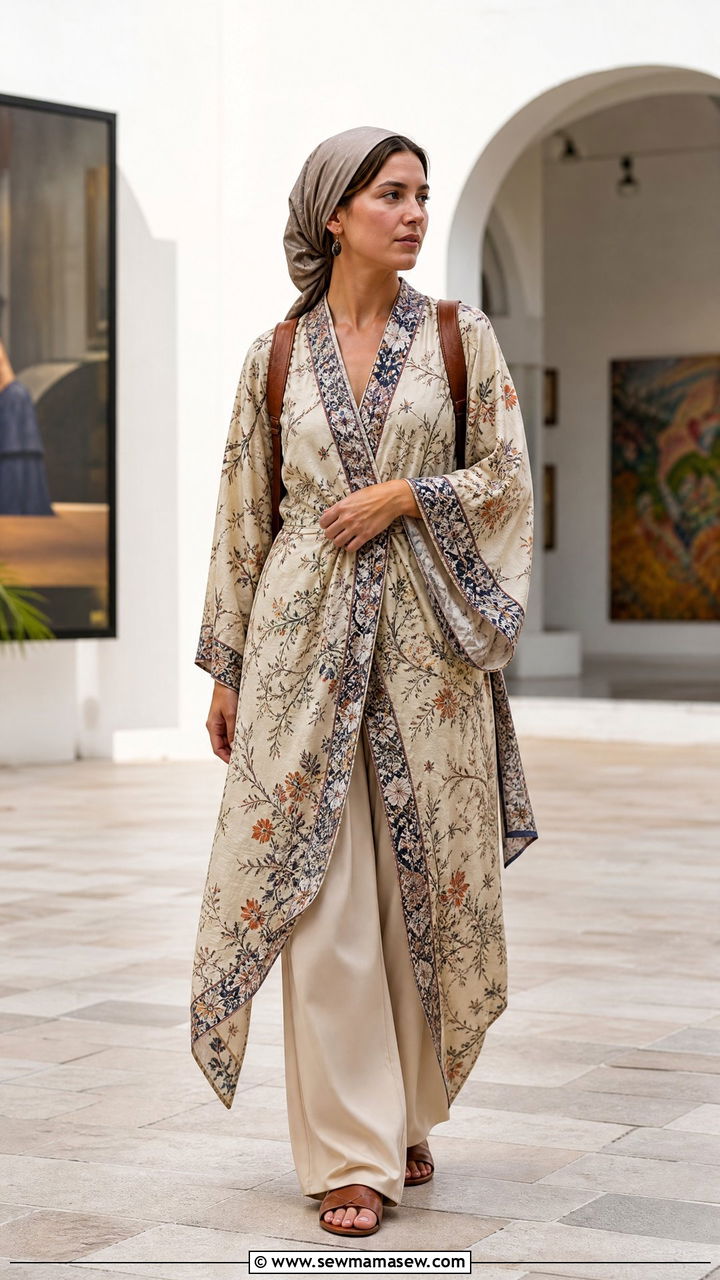Kimono Sleeve Maxi With Flat Sandals - 25 casual outfits for modest women