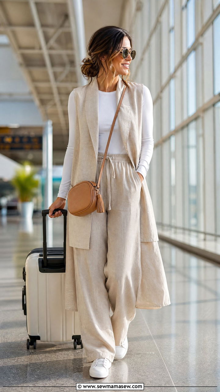Kimono Vest and Relaxed Trousers Set - 25 Kimono matching set outfit ideas