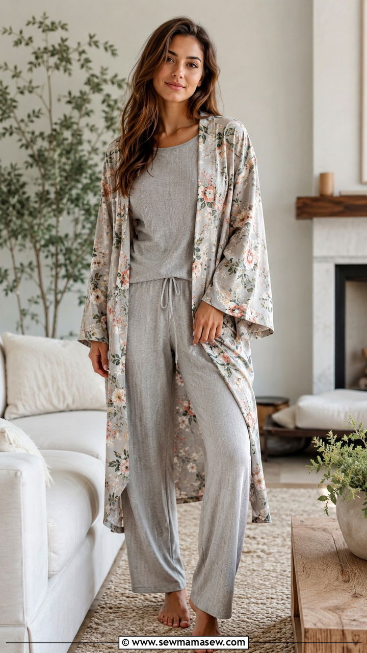 Kimono Wrap Over Lounge Set - 25 Modest loungewear outfit ideas