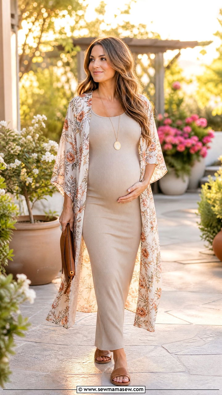 Kimono and Tank Dress Pregnancy Outfit - 20 Non maternity maternity outfit ideas