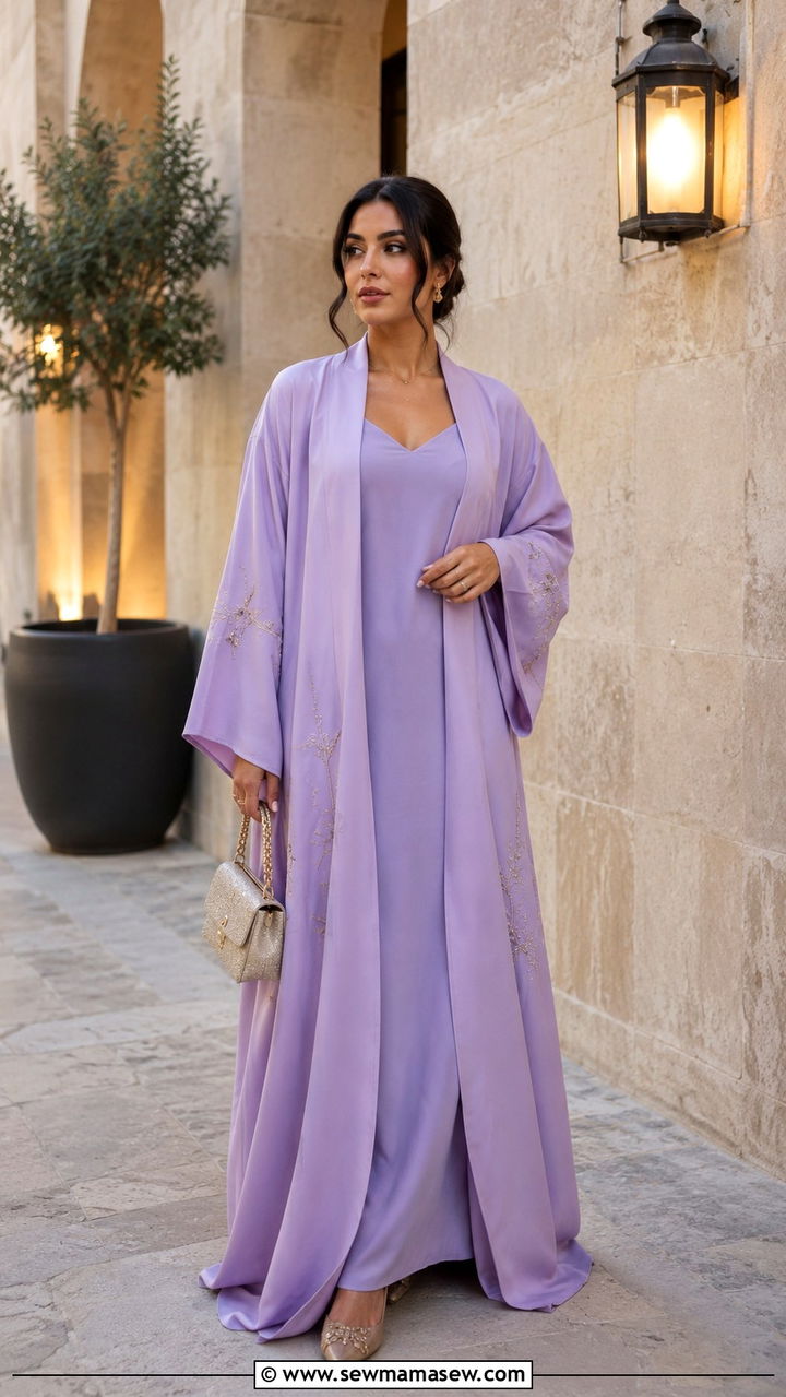 Kimono style open abaya with dress - 30 Modest outfit ideas for Ramadan