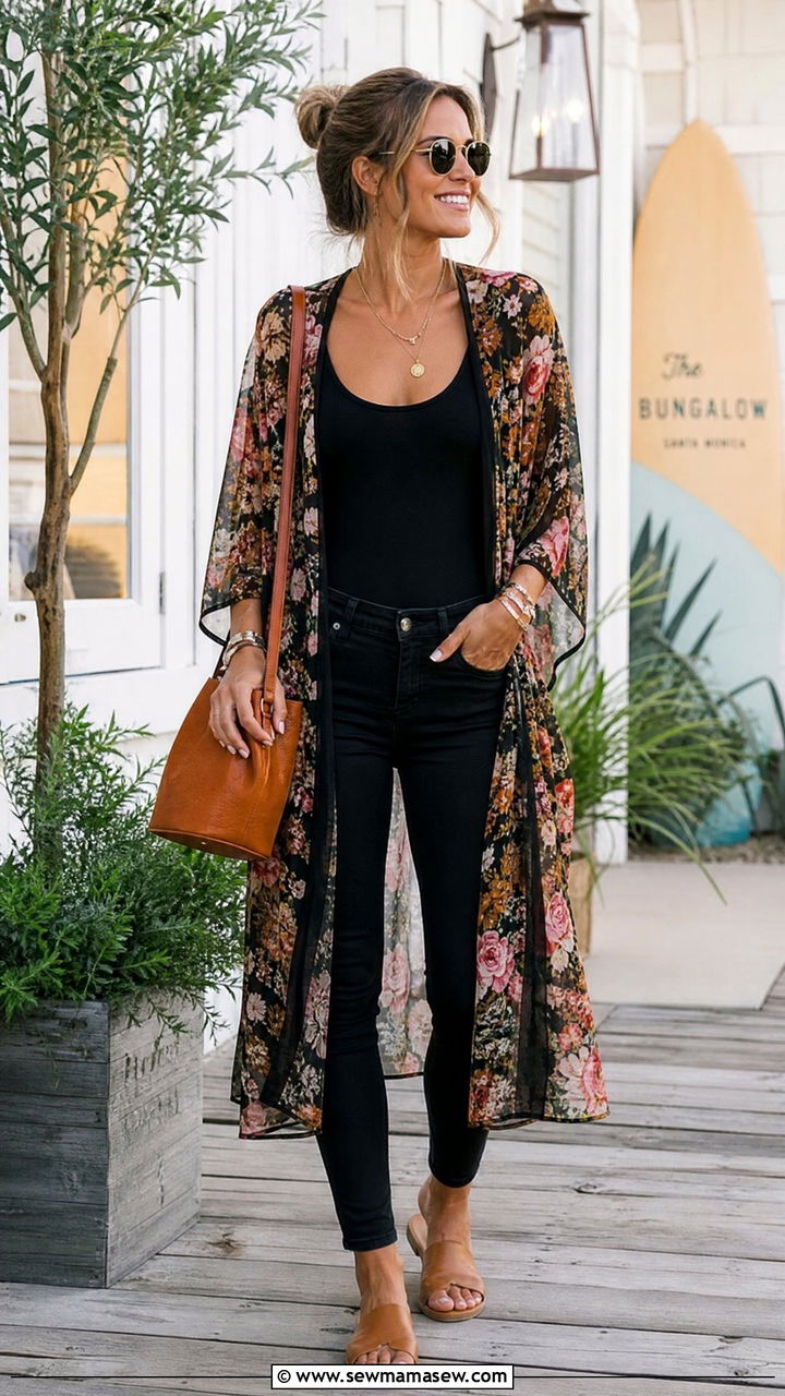 Kimono with Skinny Jeans Summer - 30 Summer outfits with skinny jeans