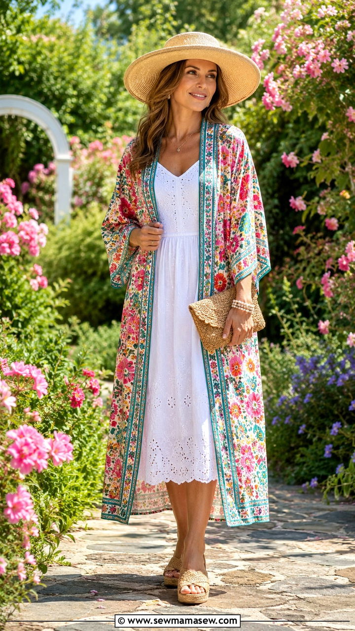 Kimono with a white dress outfit - 30 How to style a kimono