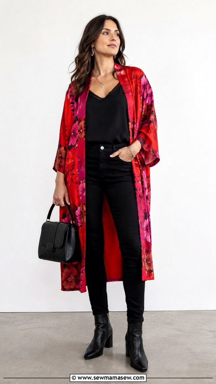 Kimono with all black outfit - 30 How to style a kimono