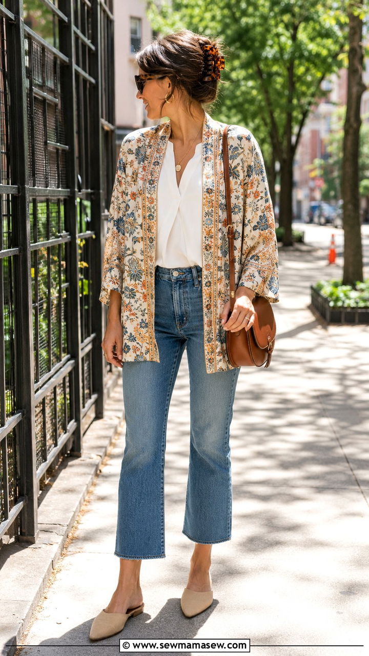Kimono with cropped flares outfit - 30 How to style a kimono