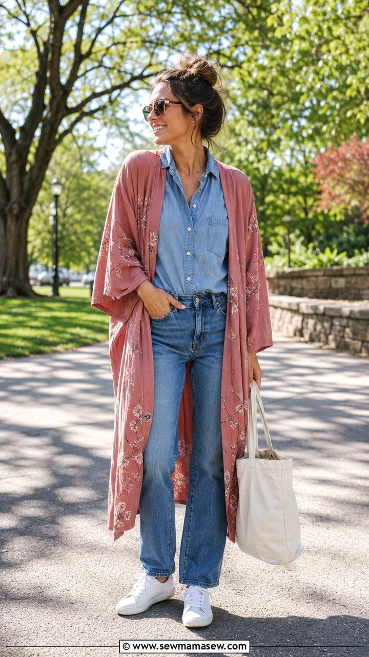 Kimono with denim on denim outfit - 30 How to style a kimono