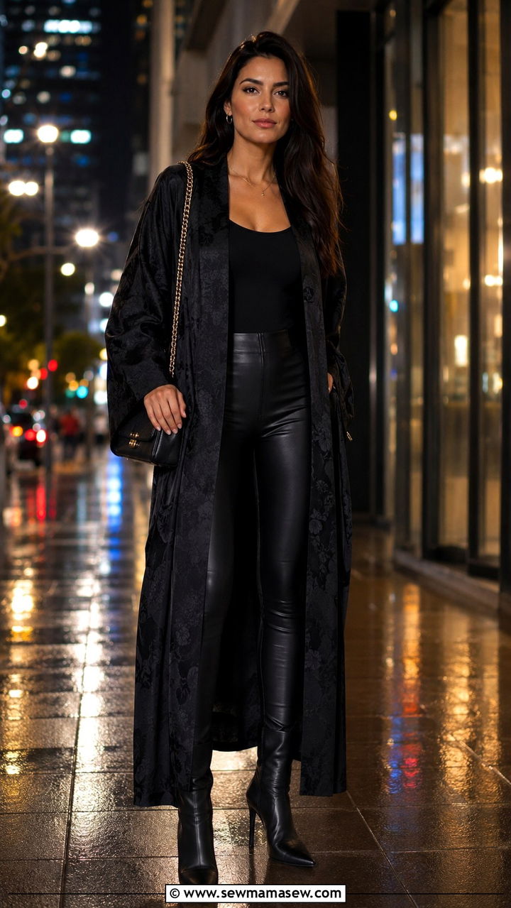 Kimono with leather leggings outfit - 30 How to style a kimono