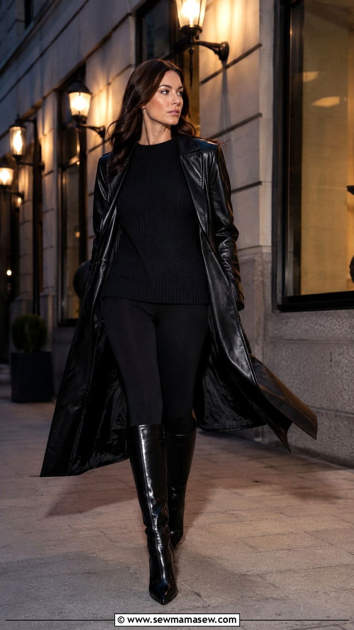 Knee High Boots With A Leather Coat - 30 Knee high boot outfit ideas