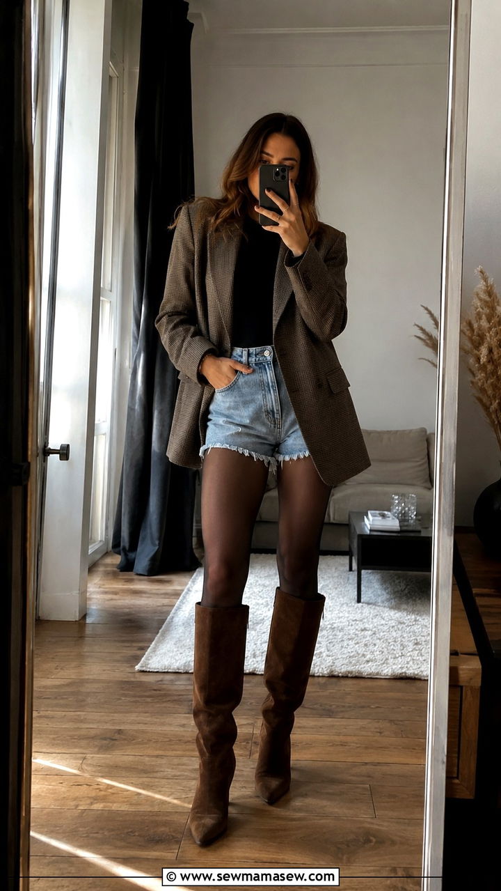 Knee High Boots With Denim Shorts - 30 How to style knee high boots
