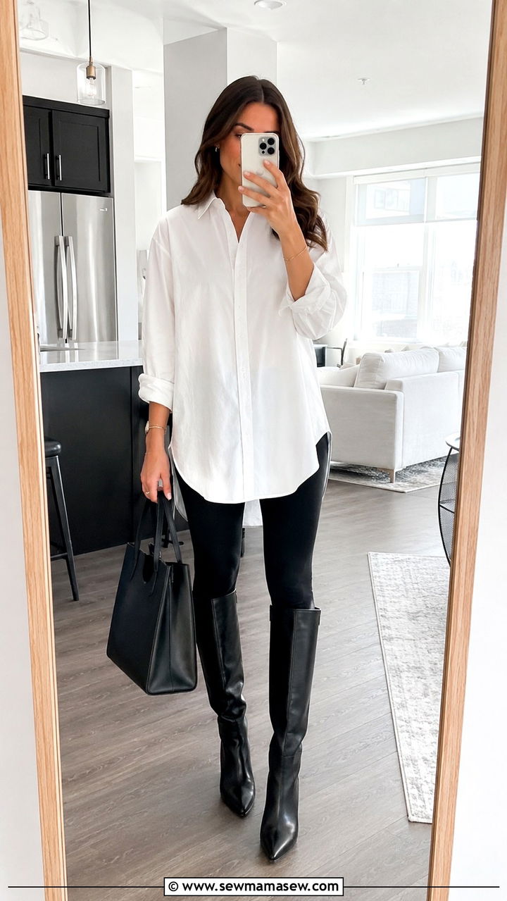 Knee High Boots with Leggings and Tunic - 30 How to style knee high boots in spring