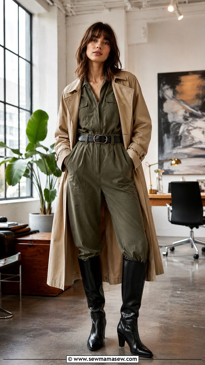 Knee High Boots with a Jumpsuit - 30 knee high boots outfit ideas