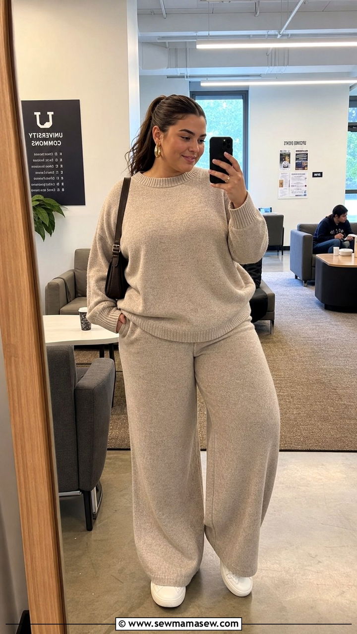 Knit Co Ord Set College Outfit - 25 College outfit ideas plus size