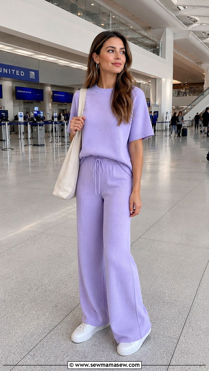 Knit Co Ord Set In Soft Pastel Tones - 25 Airport outfit ideas summer 2026