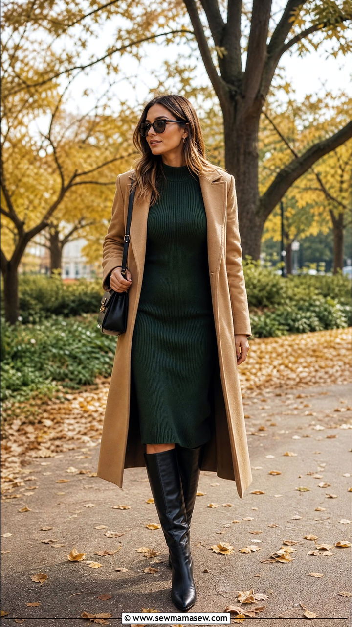 Knit Dress With Tall Boots Outfit - 30 classy transitional outfits