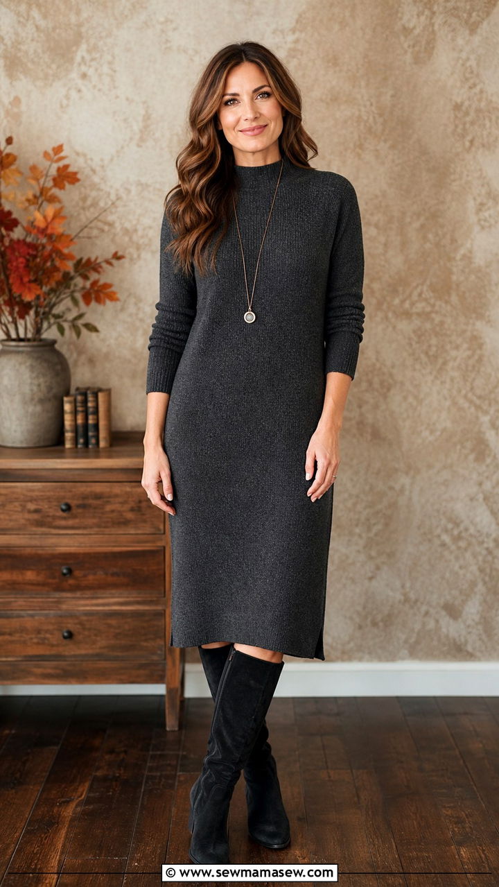 Knit Dress and Knee High Boots - 20 Author photo outfit ideas