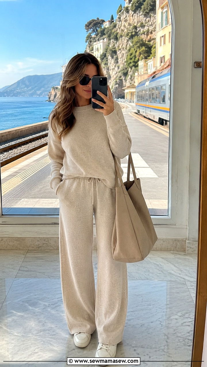Knit Lounge Set For Travel Days - 30 Italian Riviera outfit ideas