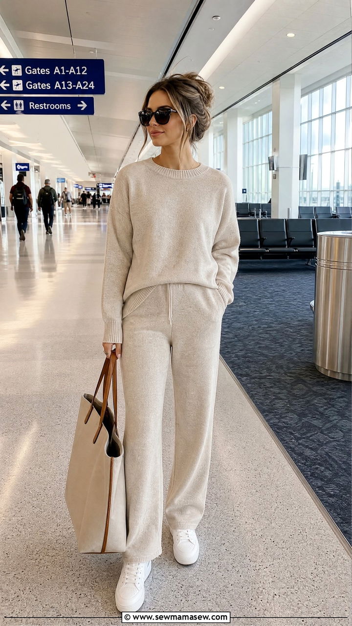 Knit Lounge Set and Sneakers Outfit - 25 casual Europe travel outfits