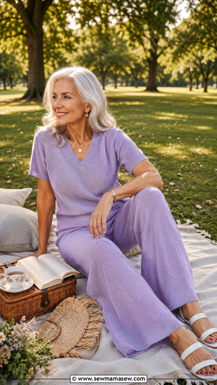 Knit Lounge Set for Outdoor Picnic - 30 Picnic outfits for women over 60