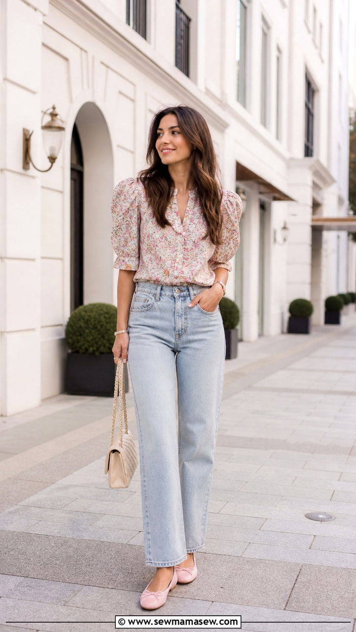 Knit Matching Set with Kitten Heels - 40 spring cute outfit ideas
