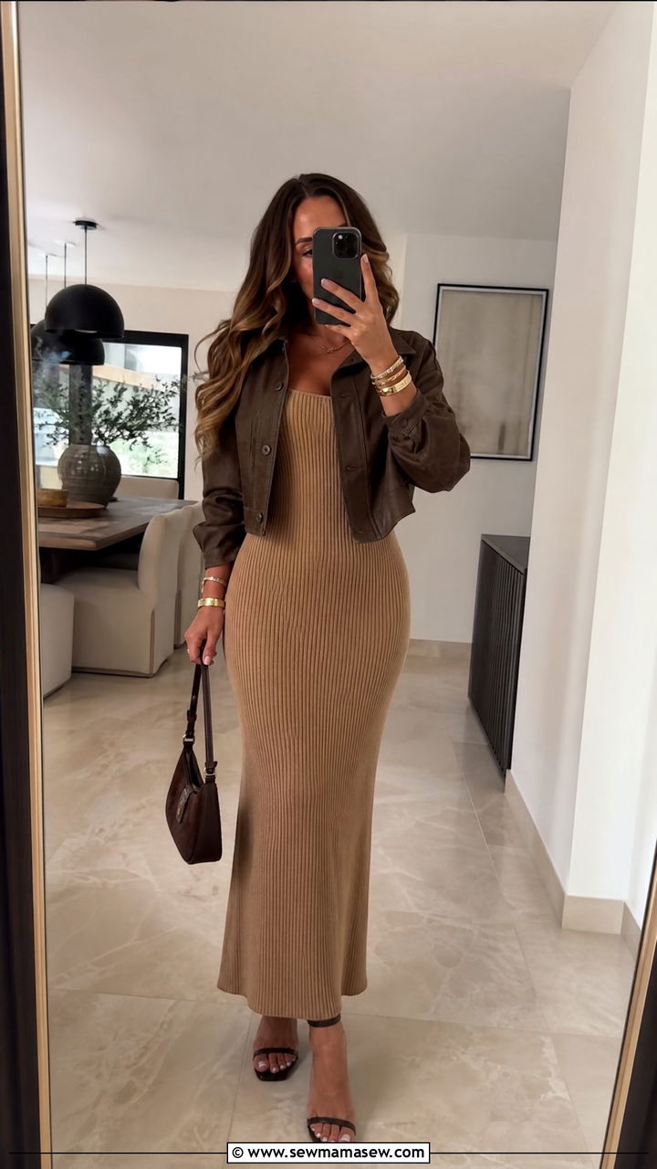Knit Maxi Dress with Ankle Strap Heels Outfit - 30 Maxi dress with heels outfit ideas