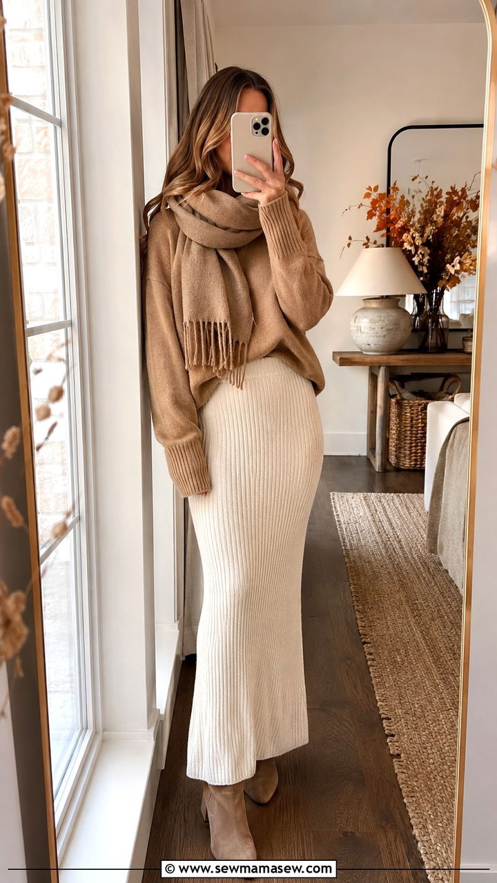 Knit Maxi Skirt With Suede Ankle Boots Outfit - 30 Maxi skirt outfit ideas with boots