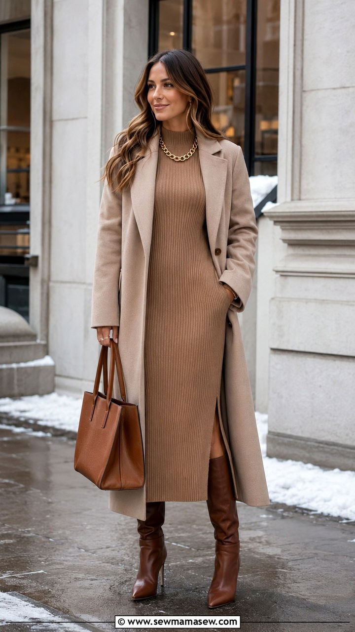 Knit Midi Dress Wedding Guest Outfit - 30 Trendy wedding guest outfits