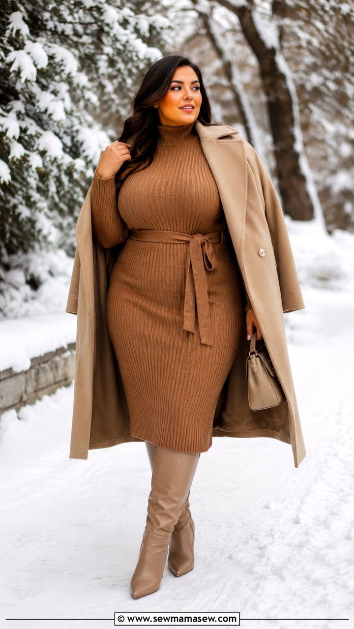 Knit Midi Dress for Size 14 Hourglass - 25 Outfit ideas for size 14 hourglass