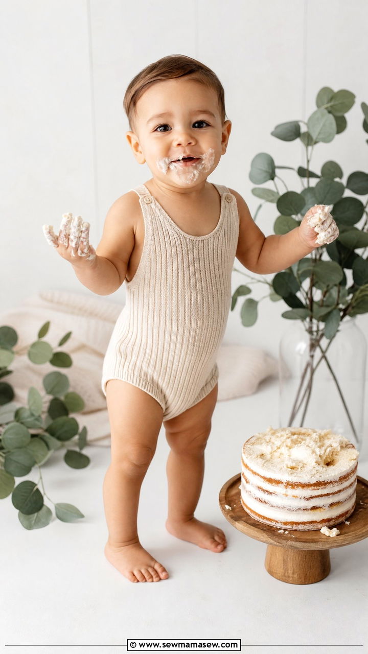 Knit Romper Cake Smash Outfit - 25 Cake smash outfit ideas