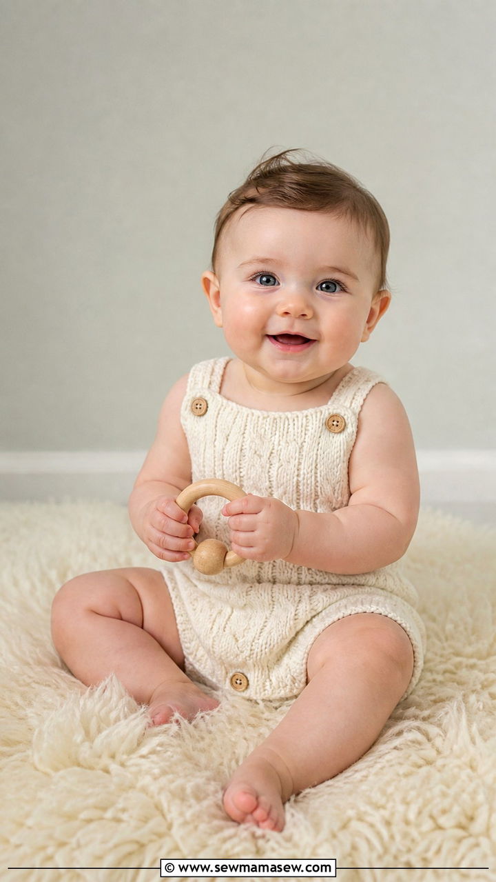 Knit Romper with Wooden Teether - 20 6 month photo outfit ideas
