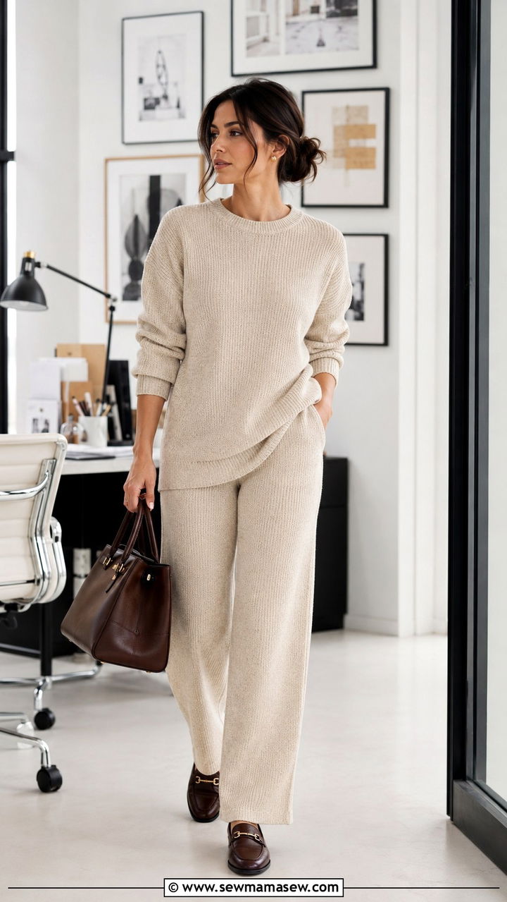 Knit Set with Loafers Tuesday Work Look - 25 Work outfit ideas for Tuesday